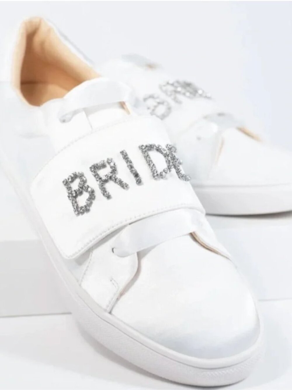 Betsey Johnson Liana Ivory Satin Jeweled/Rhinestone Bride Sneakers - Size 8.5